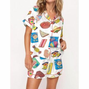 Aussie Fave Food Satin Pajama Set For Women