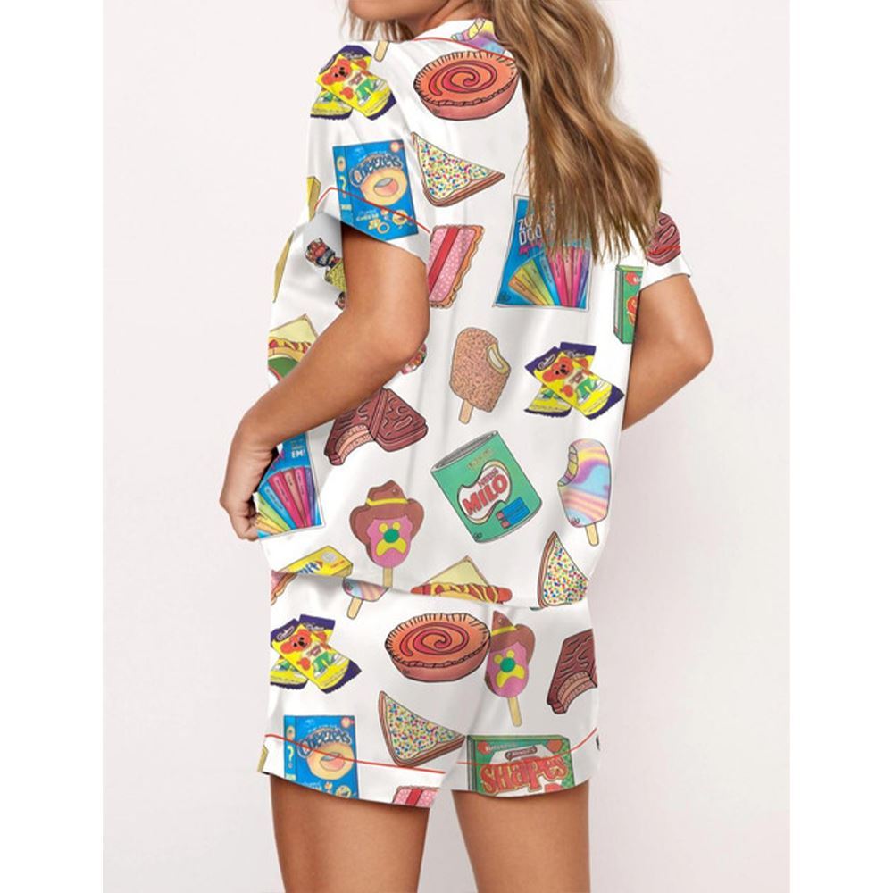Aussie Fave Food Satin Pajama Set For Women - Image 2