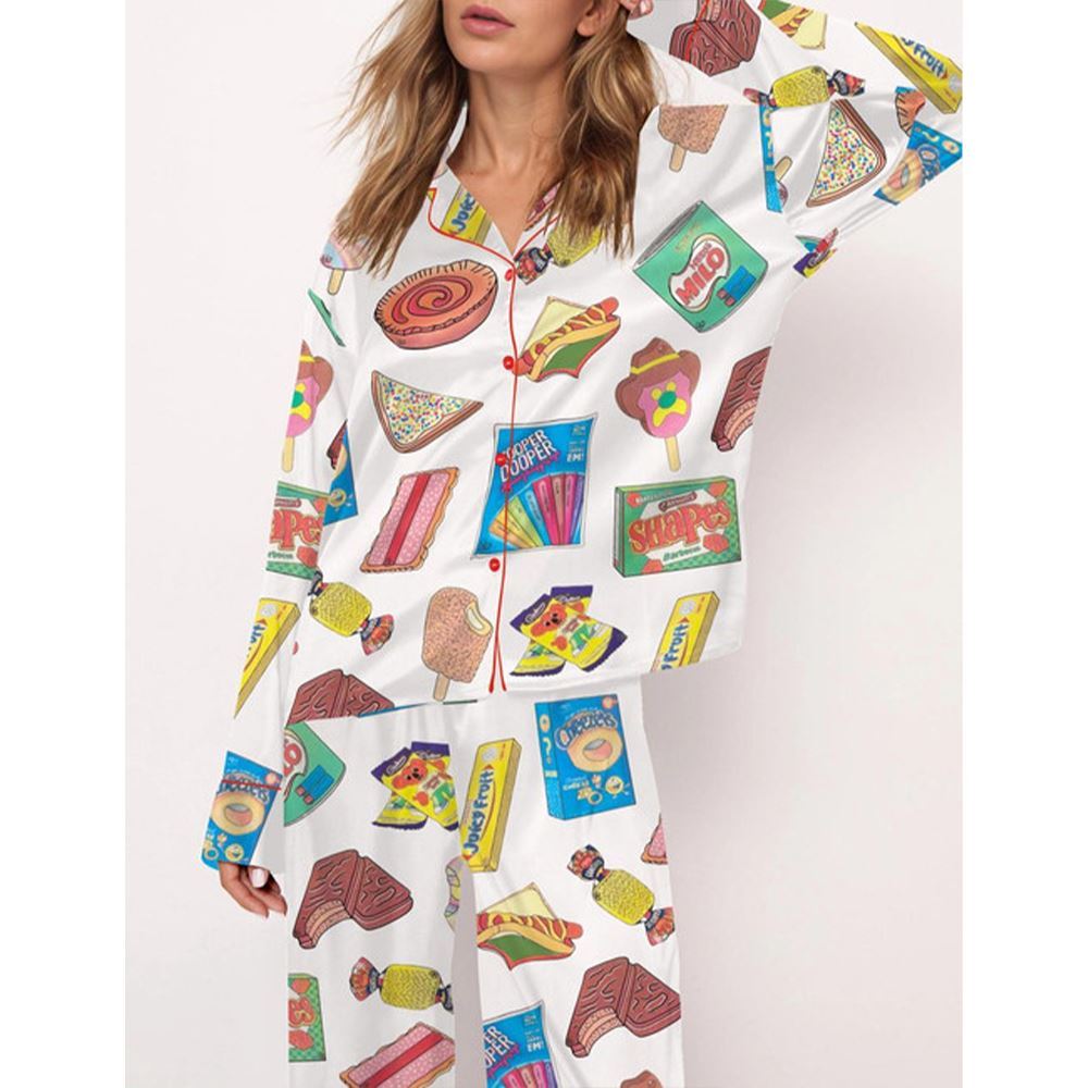 Aussie Fave Food Satin Pajama Set For Women - Image 3