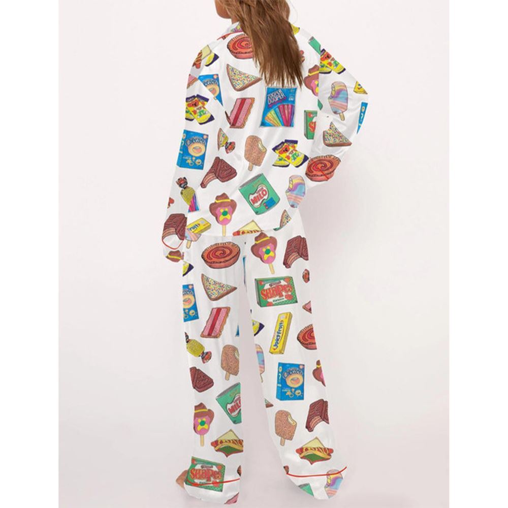 Aussie Fave Food Satin Pajama Set For Women - Image 4