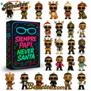 Bad Bunny Siempre Papi Never Santa Premium Advent Calendar 2025 CHRISTMAS GIFT, CHRISTMAS IDEA, Christmas Countdown Advent Calendar Gift Box with 24 Acrylic Ornaments