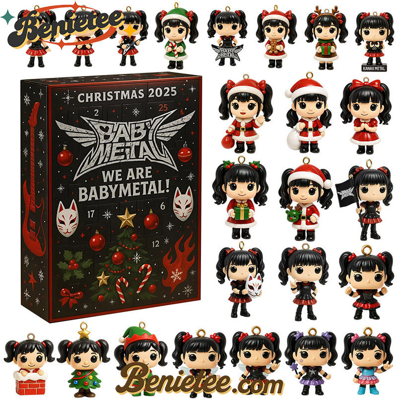 Babymetal Calendar 2025 CHRISTMAS GIFT, CHRISTMAS IDEA, Christmas Countdown Advent Calendar Gift Box with 24 Acrylic Ornaments