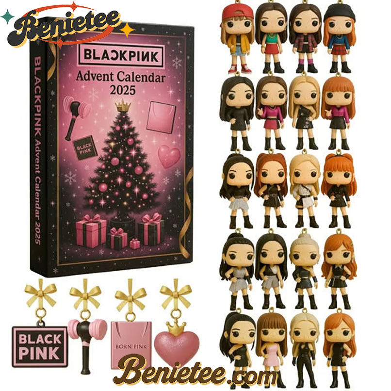 Black Pink 2025 Advent Calendar, Christmas Countdown Advent Calendar Gift Box with 24 Acrylic Ornaments - Image 2