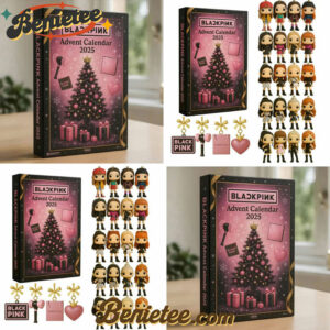 Black Pink 2025 Advent Calendar, Christmas Countdown Advent Calendar Gift Box with 24 Acrylic Ornaments