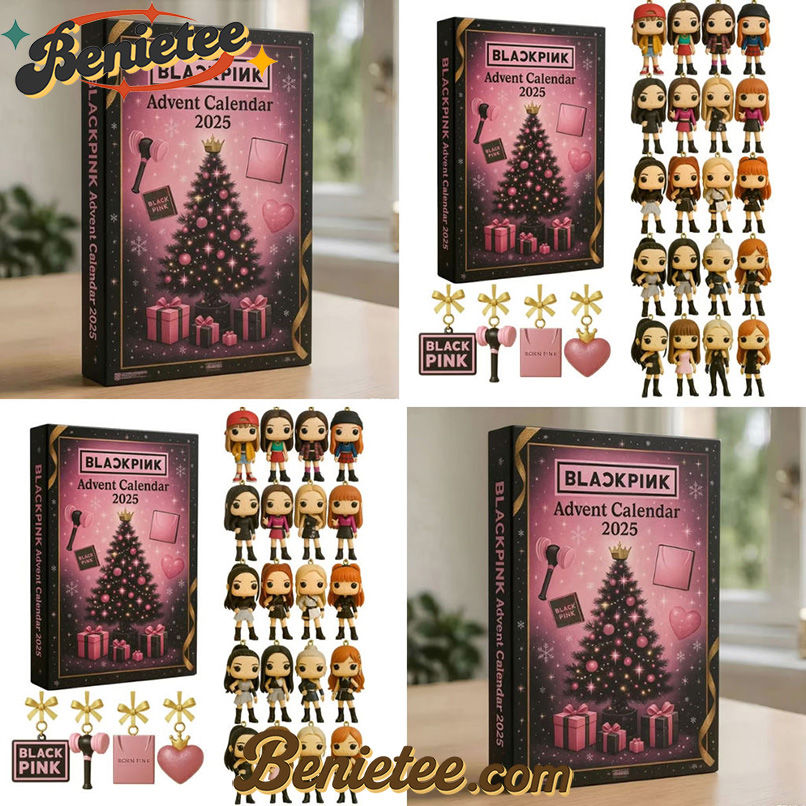 Black Pink 2025 Advent Calendar, Christmas Countdown Advent Calendar Gift Box with 24 Acrylic Ornaments