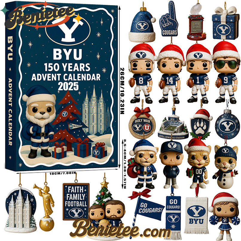 BYU Cougars Football Advent Calendar 2025, Christmas Countdown Advent Calendar Gift Box with 24 Acrylic Ornaments - Image 3