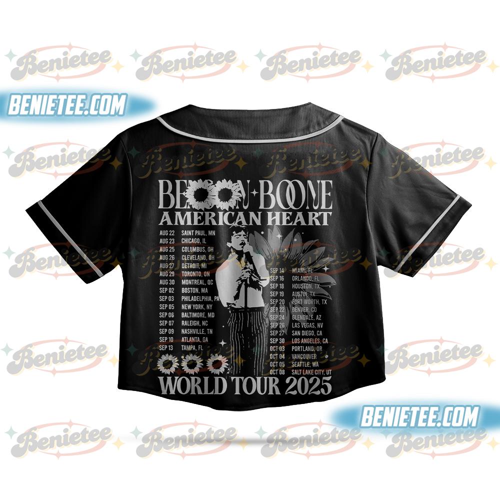 Benson Boone Sunflower Merch Baseball T-shirts Fireworks and Rollerblades Jersey - Image 3