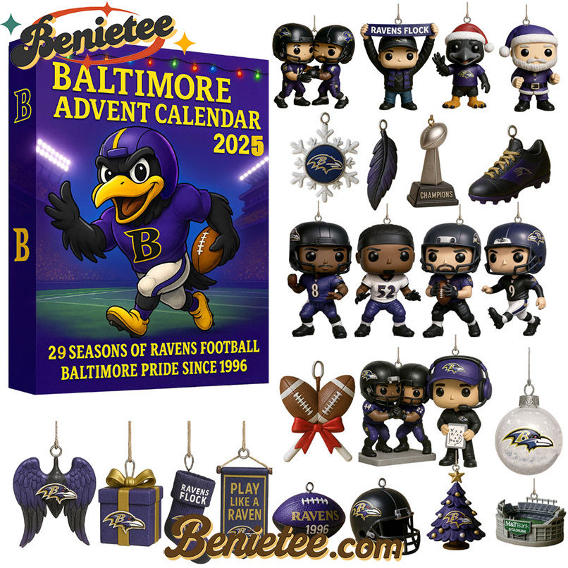 Baltimore Ravens Advent Calendar 2025 29th Anniversary Christmas Gift, Christmas Idea, Christmas Countdown Advent Calendar Gift Box with 24 Acrylic Ornaments - Image 2