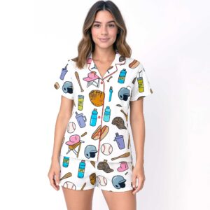 Baseball Mom Satin Pajama Set For Women