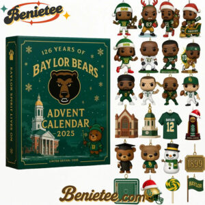 Baylor Bears Advent Calendar 2025, Christmas Countdown Advent Calendar Gift Box with 24 Acrylic Ornaments