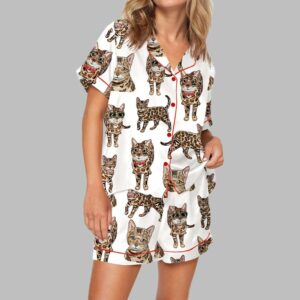 Bengal Cat Pajama Set For Women