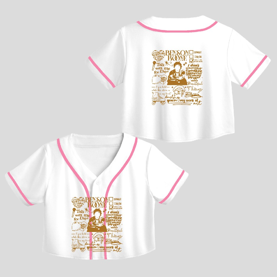 Benson Boone Doodle Art Fireworks And Rollerblades Unisex Crop Top Baseball Jerseys, Custom Color