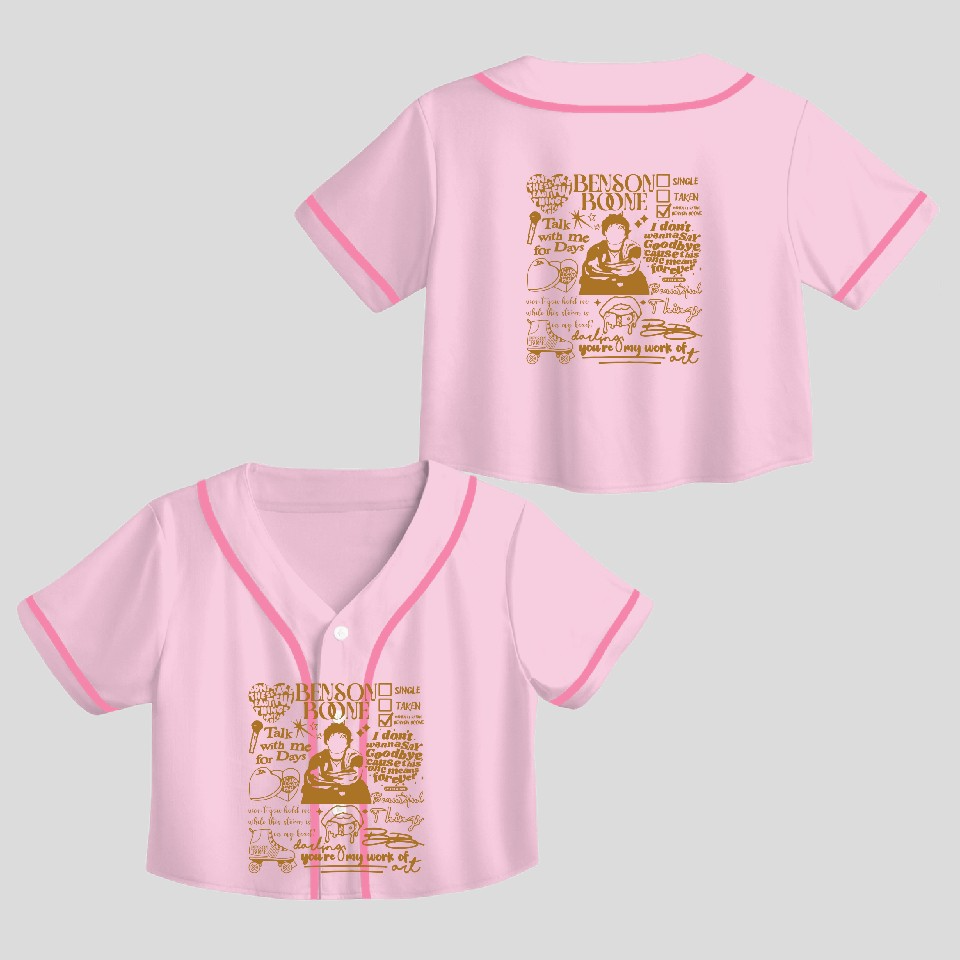 Benson Boone Doodle Art Fireworks And Rollerblades Unisex Crop Top Baseball Jerseys, Custom Color - Image 2