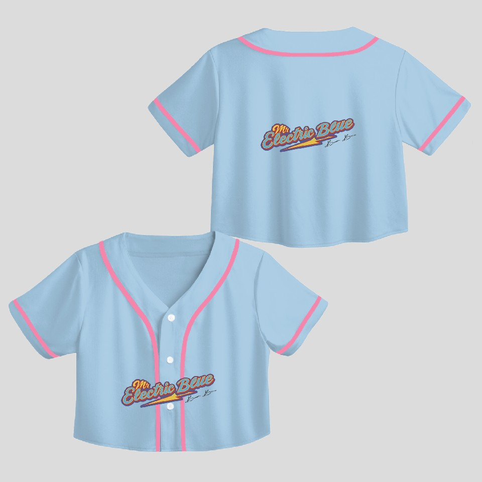 Benson Boone Mr Electric Blue Crop Top Baseball Jerseys Custom Color - Image 3