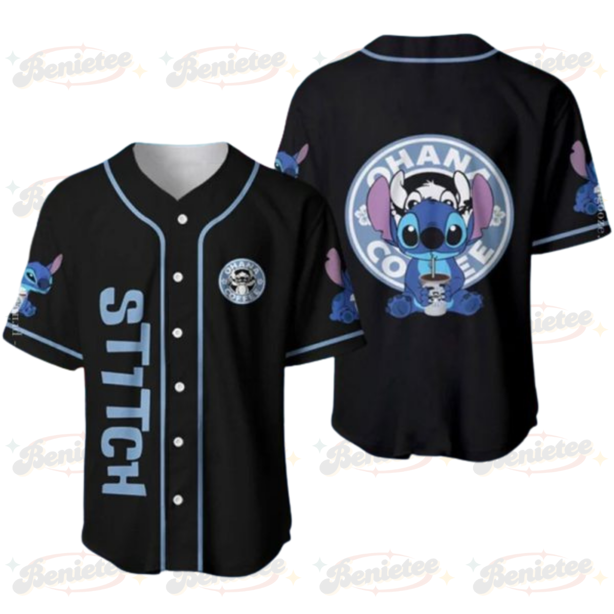 Disney Stitch Happy Striped Baseball Jersey