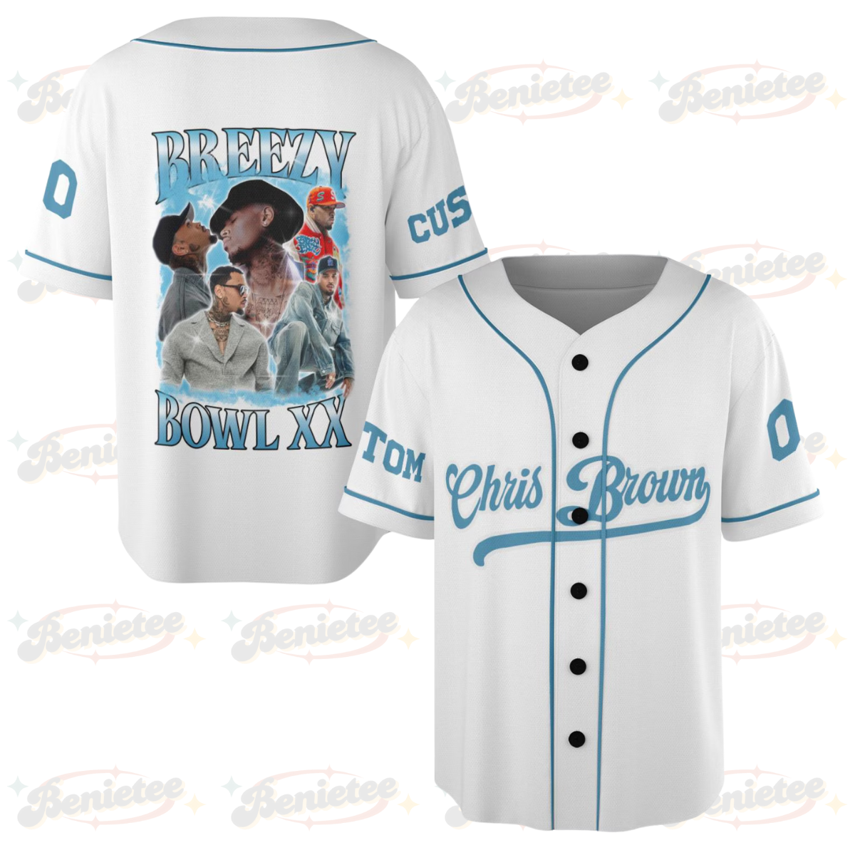 Personalized Chris Brown Breezy Bowl XX Baseball Jersey, Chris Brown Music Tour 2025 Baseball Jersey