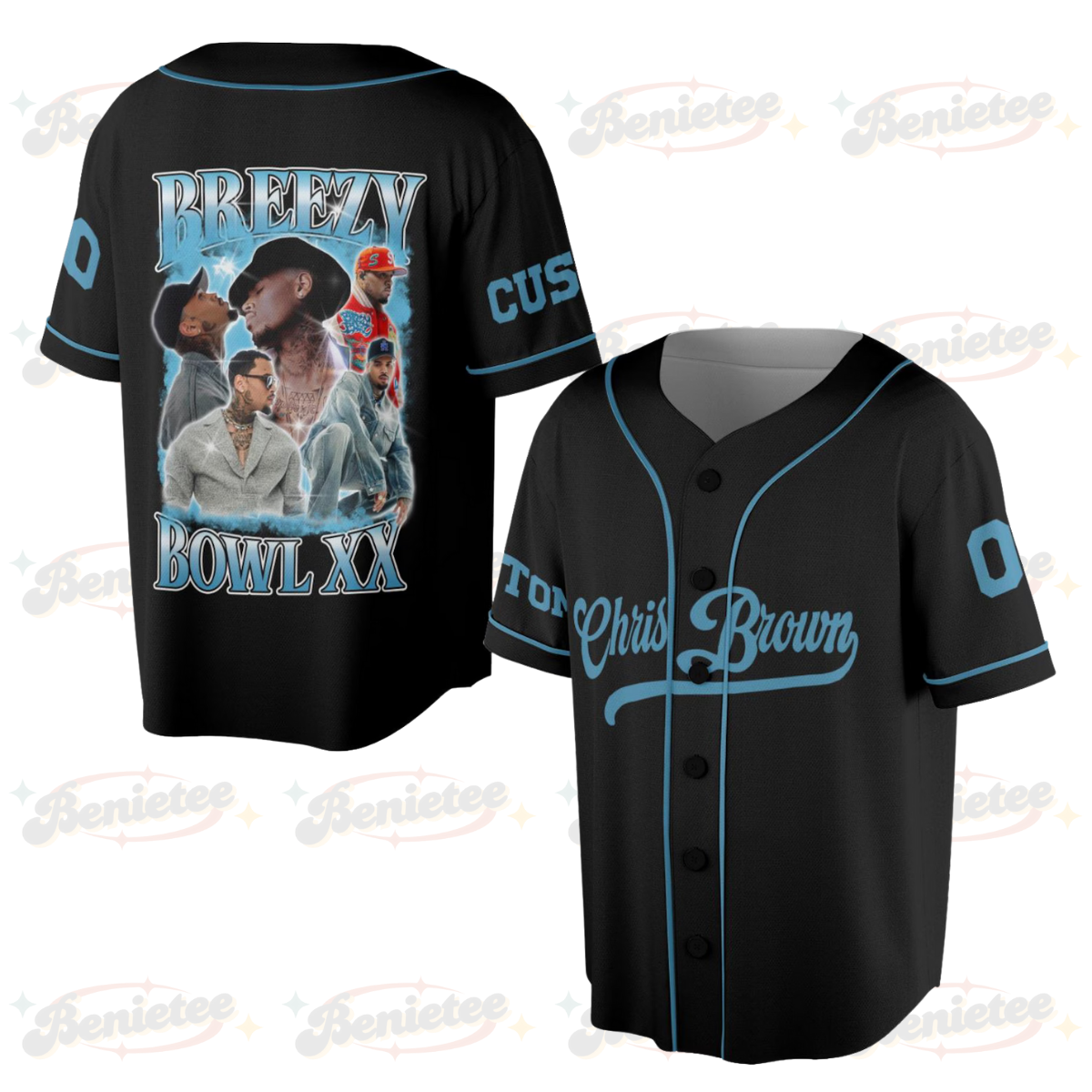 Personalized Chris Brown Breezy Bowl XX Baseball Jersey, Chris Brown Music Tour 2025 Baseball Jersey