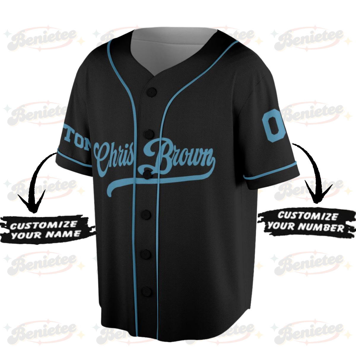 Personalized Chris Brown Breezy Bowl XX Baseball Jersey, Chris Brown Music Tour 2025 Baseball Jersey - Image 2