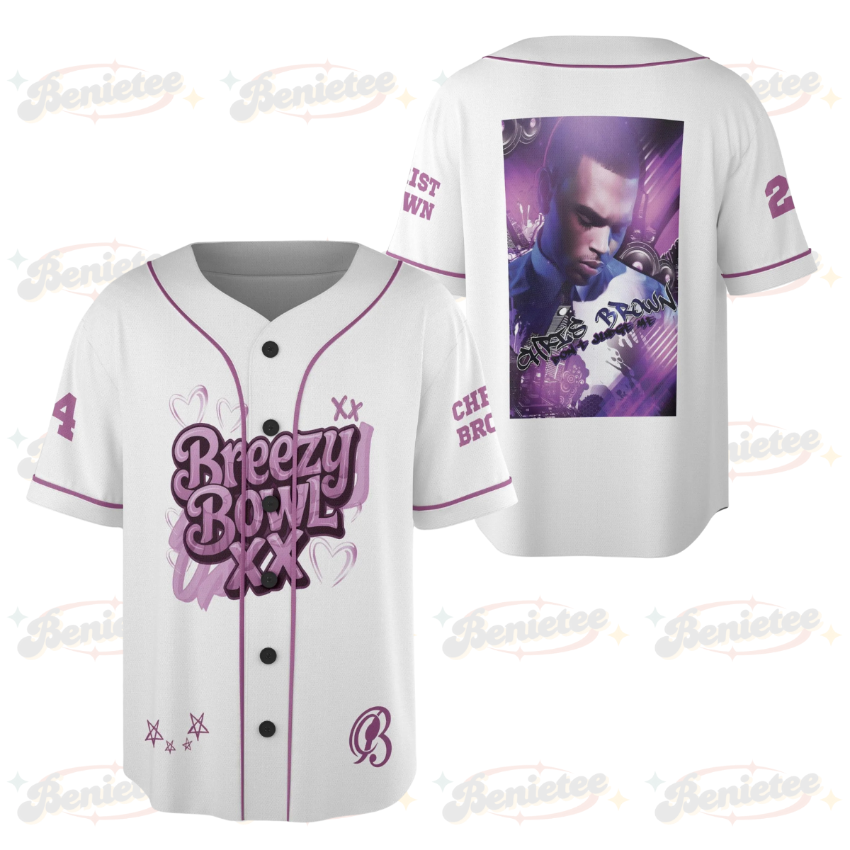 Custom Chris Brown Music Tour 2025 Baseball Jersey, 2025 Breezy Bowl XX Tour Concert Gear Baseball Jersey