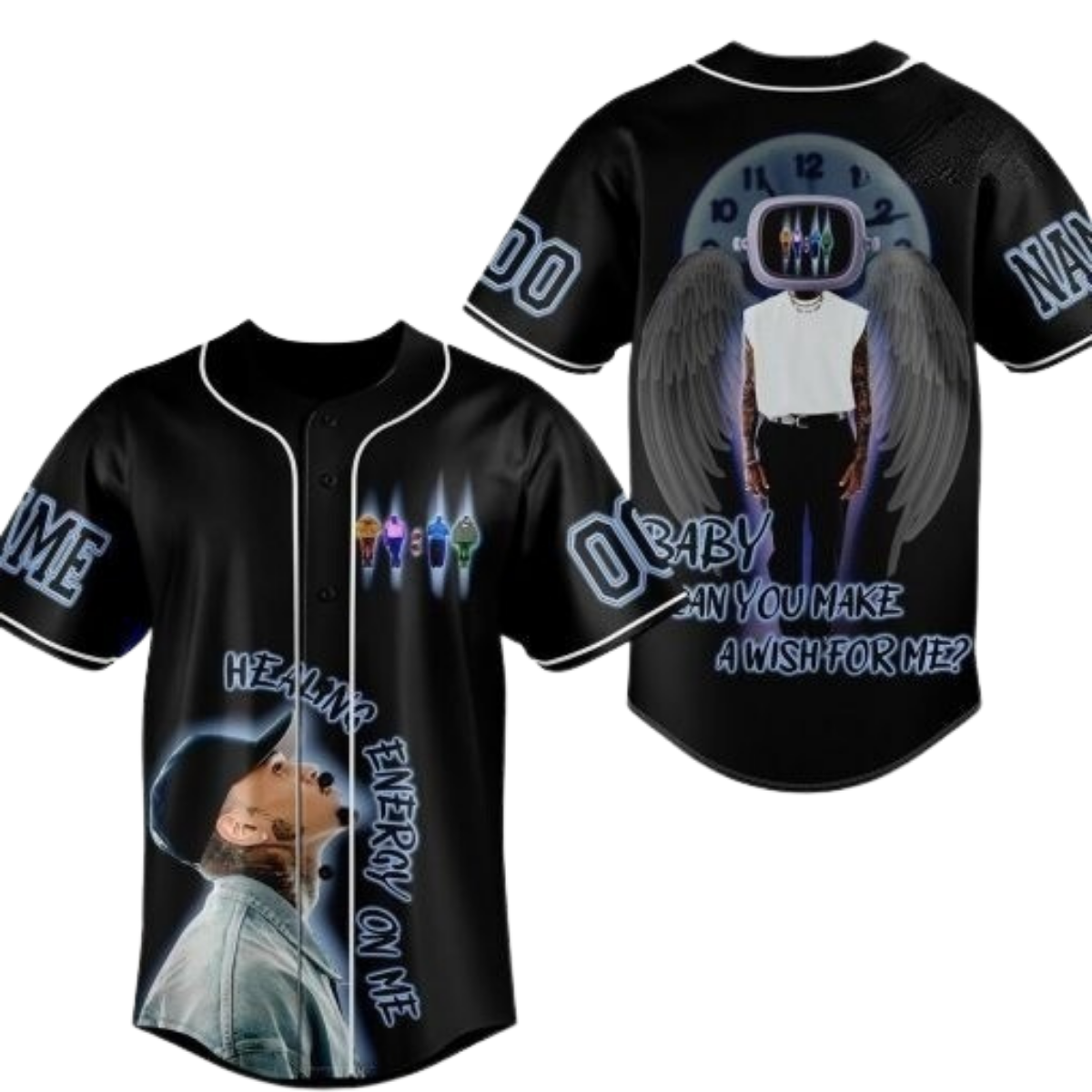 Chris Brown Angel Numbers Baseball Jersey - Image 2