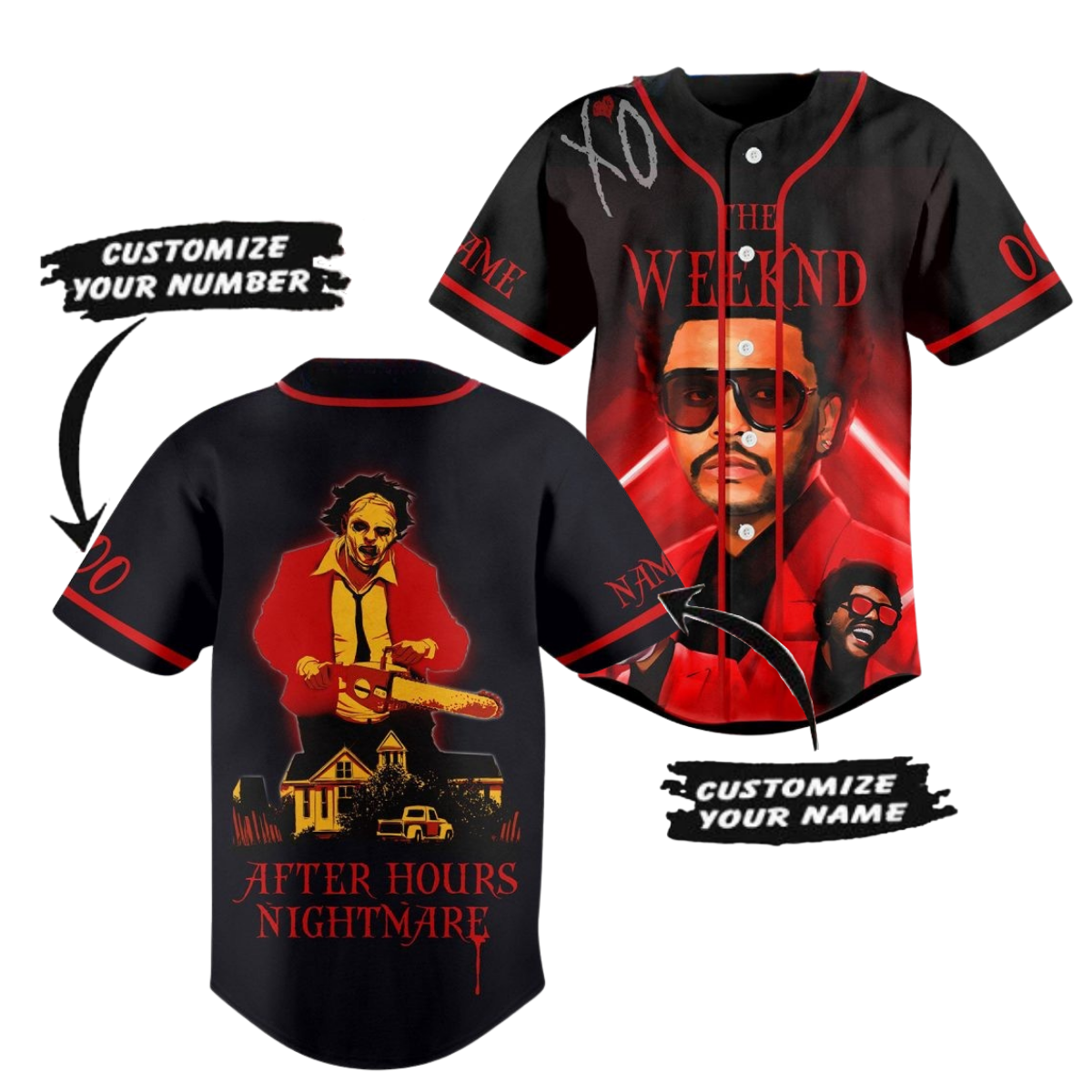 The Weeknd After Hours Baseball Jersey, Size XS, The Weeknd Music Tour 2025 Baseball Jersey - Image 2