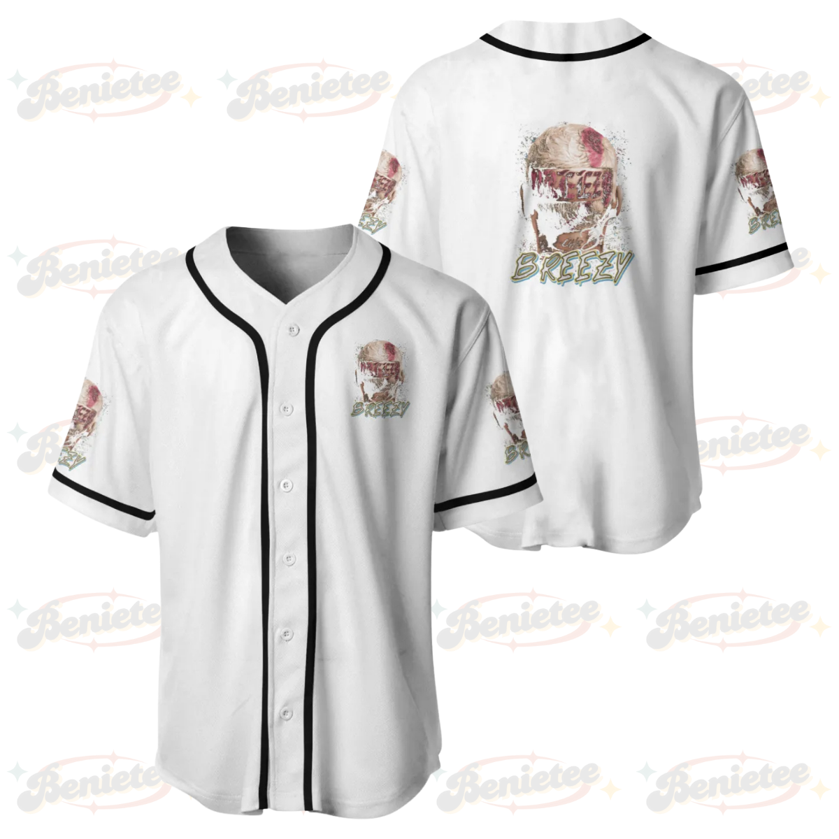 Chris Brown Breezy Baseball Jerseys, Size XS, The Weeknd Music Tour 2025 Baseball Jersey