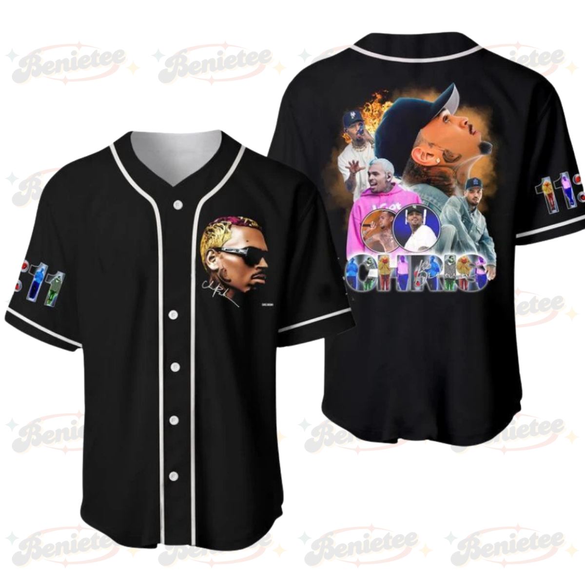 Chris Brown 1111 Tour Baseball Jersey, Chris Brown Baseball Jersey