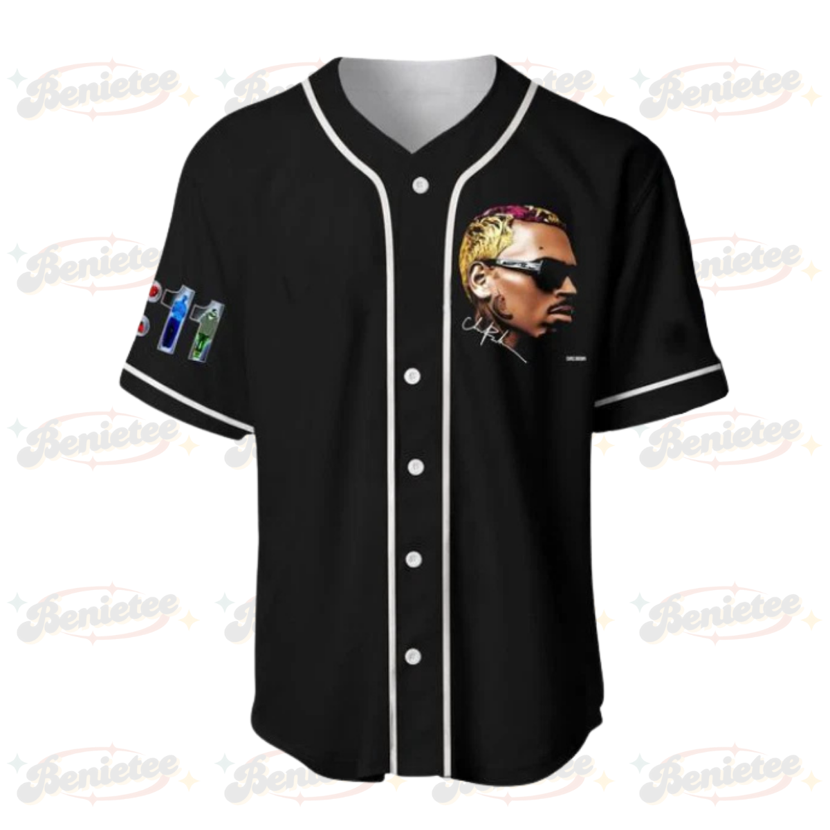 Chris Brown 1111 Tour Baseball Jersey, Chris Brown Baseball Jersey - Image 2