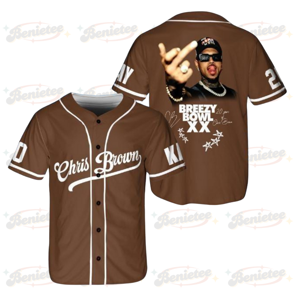 Chris Brown Middle Finger Baseball Jersey, Personalized Breezy Bowl XX 2025 Baseball Jersey