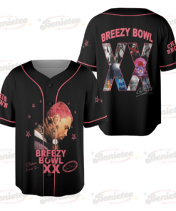 Custom Chris Brown Baseball Jersey, Breezy Bowl XX Baseball Jersey, 2025 Breezy Bowl XX Tour Concert Gear