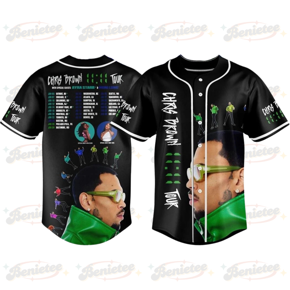 Chris Brown 11:11 Music Tour 2025 Baseball Jersey