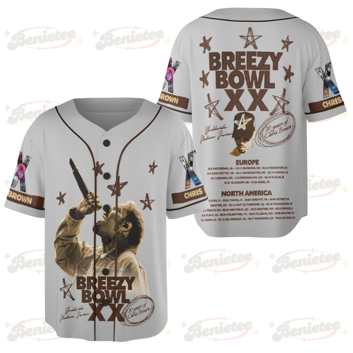 Chris Brown Breezy Bowl XX 2025 Baseball Jersey, Breezy Bowl Tour XX Shirt, Breezy Bowl XX Shirt