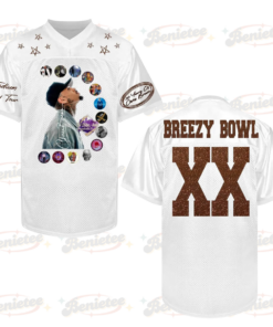 Chris Brown Breezy Bowl XX Tour 2025 White Jersey, Breezy Bowl Jersey, Chris Brown Jersey