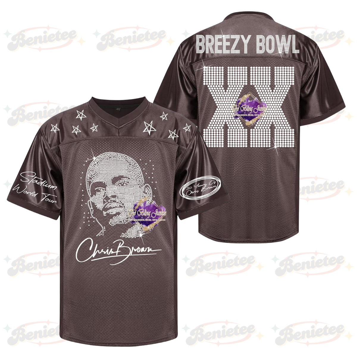 Breezy Bowl Bling Jersey, Chris Brown Jersey, Breezy Bowl Tour 2025