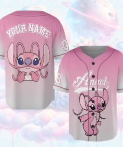Alternative view of Personalized I'm A Big Fan Of Angel Lilo & Stitch Pinky 2025 Baseball Jersey