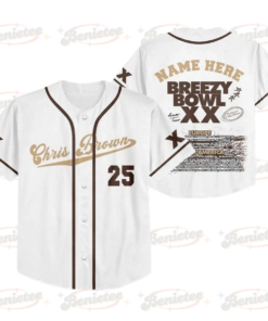 Custom Chris Breezy Bowl XX Tour 2025 White Baseball Jersey