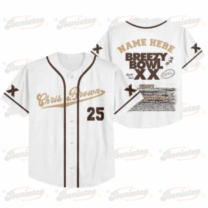 Custom Chris Breezy Bowl XX Tour 2025 White Baseball Jersey