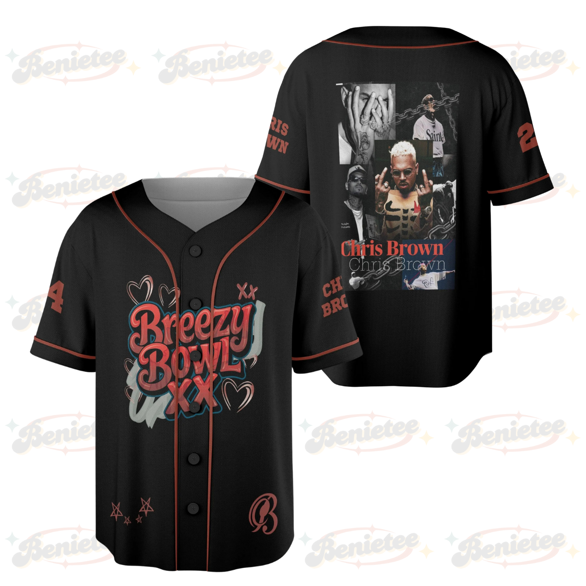 Custom Chris Brown Tour Music 2025 Baseball Jersey, Breezy Bowl XX Baseball Jersey, Custom Breezy Jersey