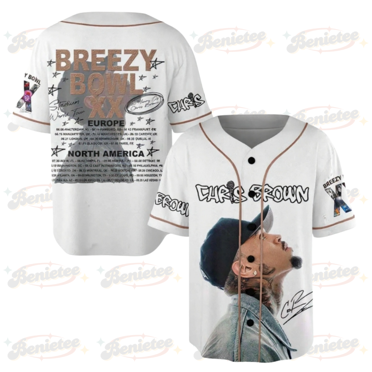Chris Brown Breezy Bowl XX Baseball Jersey, Chris Brown 2025 Tour Shirt, Breezy Bowl Graphic Jersey