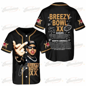 Chris Brown Breezy Bowl XX Tour 2025 Jersey, Chris Brown 2025 Concert Jersey