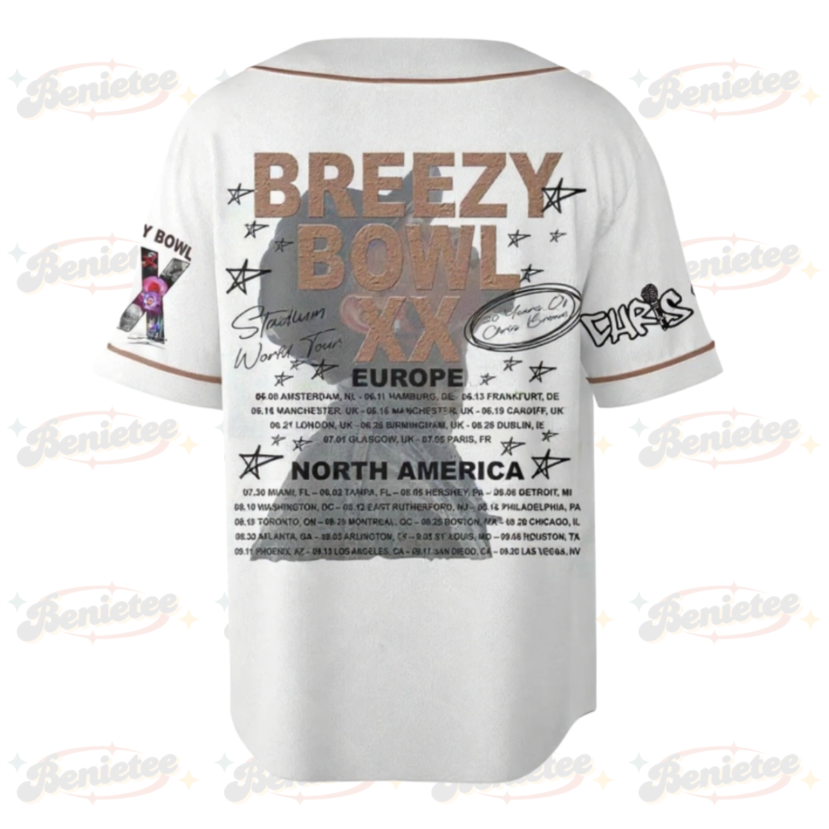 Chris Brown Breezy Bowl XX Baseball Jersey, Chris Brown 2025 Tour Shirt, Breezy Bowl Graphic Jersey - Image 4