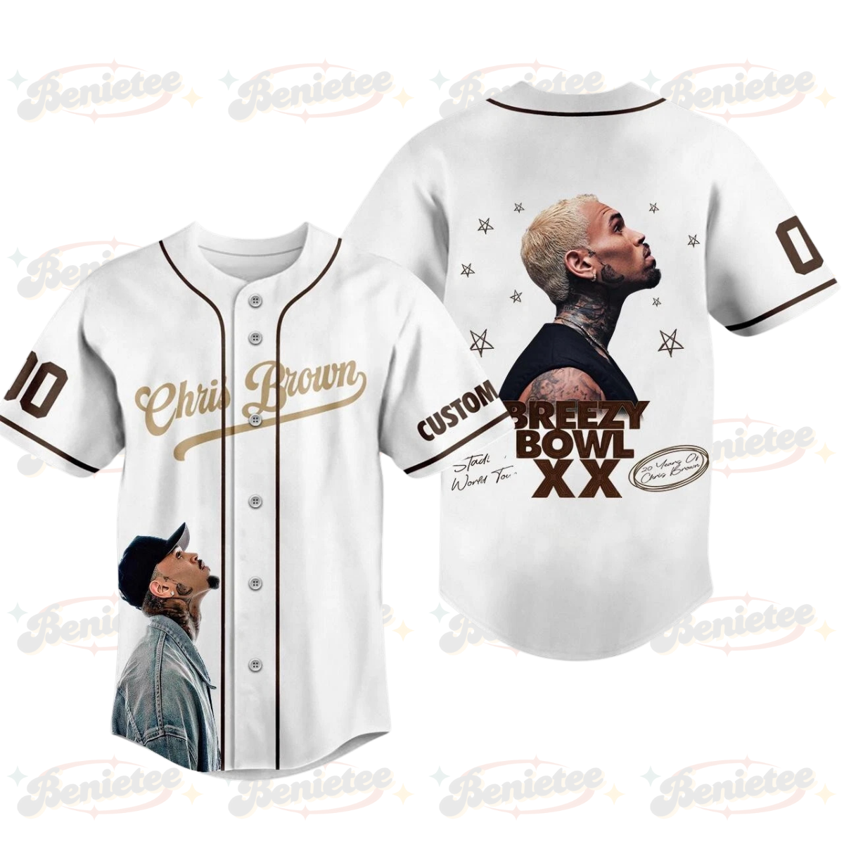 Personalized Chris Brown Breezy Bowl XX Music Tour 2025 Baseball Jersey, Chris Brown Jersey