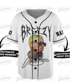 Alternative view of Personalized Chris Brown Breezy Bowl XX Baseball Jersey, Breezy Bowl Graphic Jersey, Chris Brown 2025 Tour Shirt