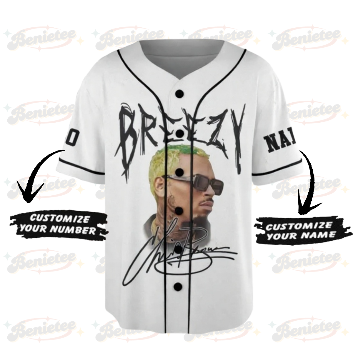 Personalized Chris Brown Breezy Bowl XX Baseball Jersey, Breezy Bowl Graphic Jersey, Chris Brown 2025 Tour Shirt - Image 2