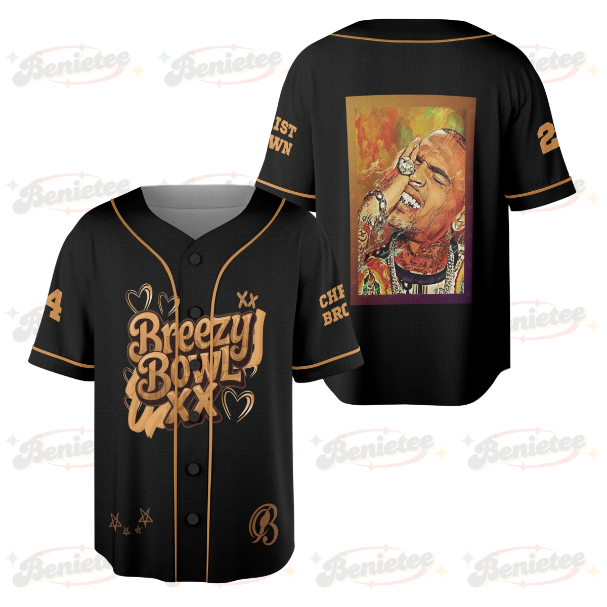 Custom Chris Brown Music Tour 2025 Baseball Jersey, Breezy Bowl XX Baseball Jersey
