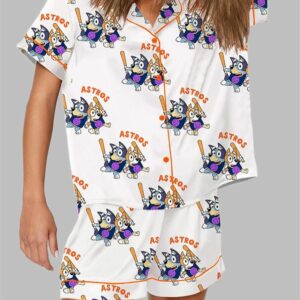 Blue Dog Astros Baseball Print Pajama Set
