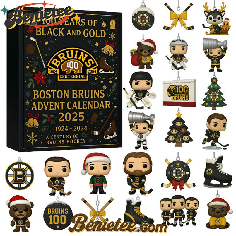 Boston Bruins 100th Anniversary Advent Calendar, Christmas Countdown Advent Calendar Gift Box with 24 Acrylic Ornaments