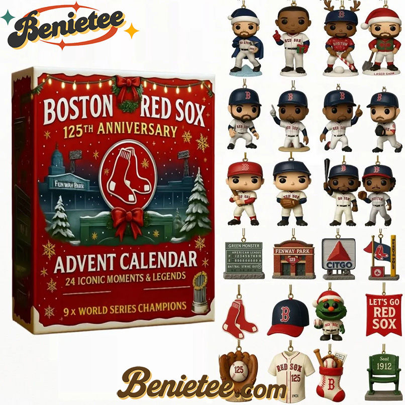 Boston Red Sox Advent Calendar 2025 125th Anniversary Christmas Gift, Christmas Idea, Christmas Countdown Advent Calendar Gift Box with 24 Acrylic Ornaments