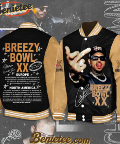 Breezy Bowl XX Tour Shoulder Brown Bomber Jacket, Personalized Chris Brown Tour Jacket, Chris Brown Breezy Bowl Bomber Jacket, Breezy Bowl XX 2025 Bomber Jacket