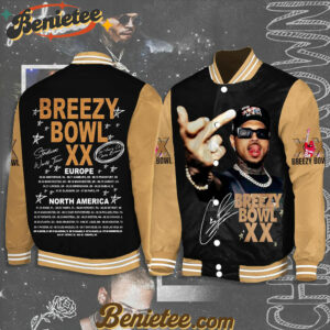 Breezy Bowl XX Tour Shoulder Brown Bomber Jacket, Personalized Chris Brown Tour Jacket, Chris Brown Breezy Bowl Bomber Jacket, Breezy Bowl XX 2025 Bomber Jacket